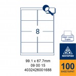 MAYSPIES 09 00 15 LABEL FOR INKJET / LASER / COPIER 100 SHEETS/PKT WHITE 99.1X67.7MM